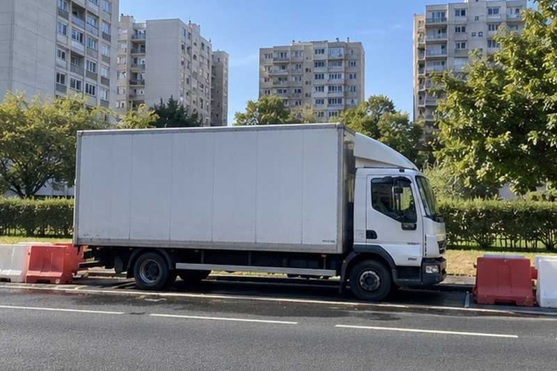 Camion dans un renfoncement du boulevard