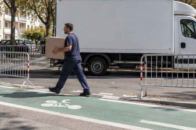 Camion le long d’une piste cyclable