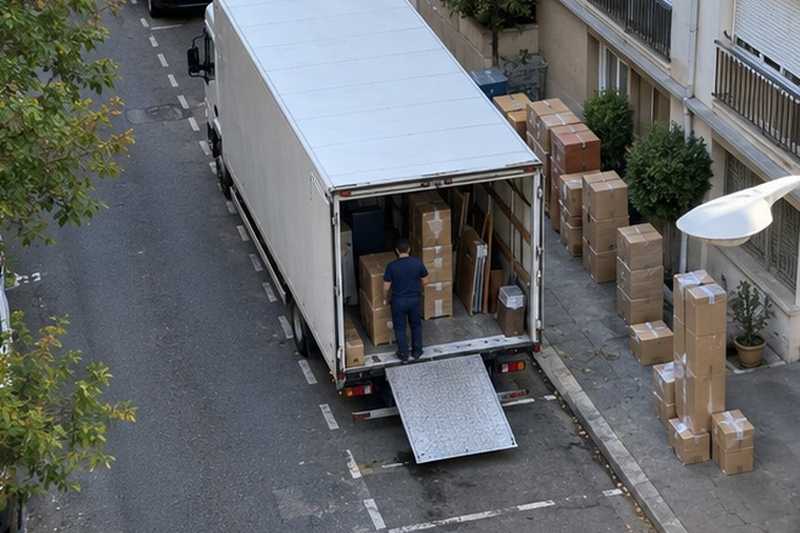 Camion sur deux places réservées vu d’en haut