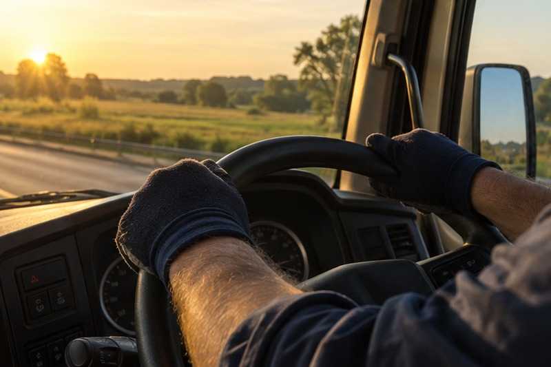 Mains sur le volant en fin de journée, Villiers-sur-Marne