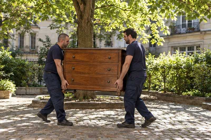 Commode sous le tilleul de la cour : chantier Rue d’Estienne d’Orves