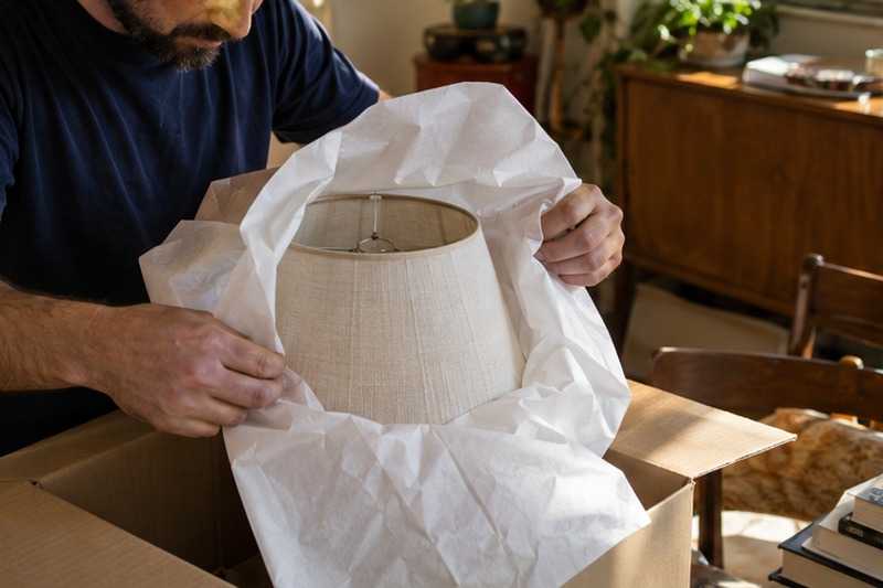 Abat-jour enveloppé de papier de soie