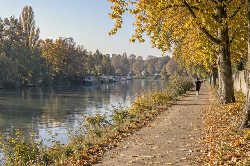 Chemin de halage en automne, Alfortville