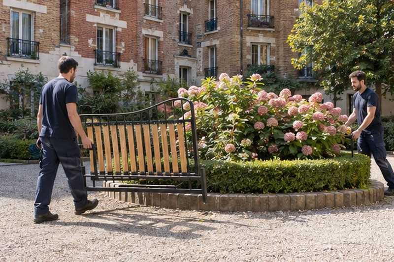 Sommier contournant le massif de la cour : chantier Rue Anatole France