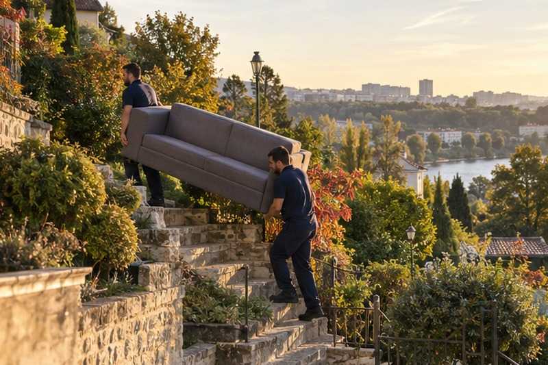 Canapé dans un jardin en terrasses : chantier Rue Antoine Baïf