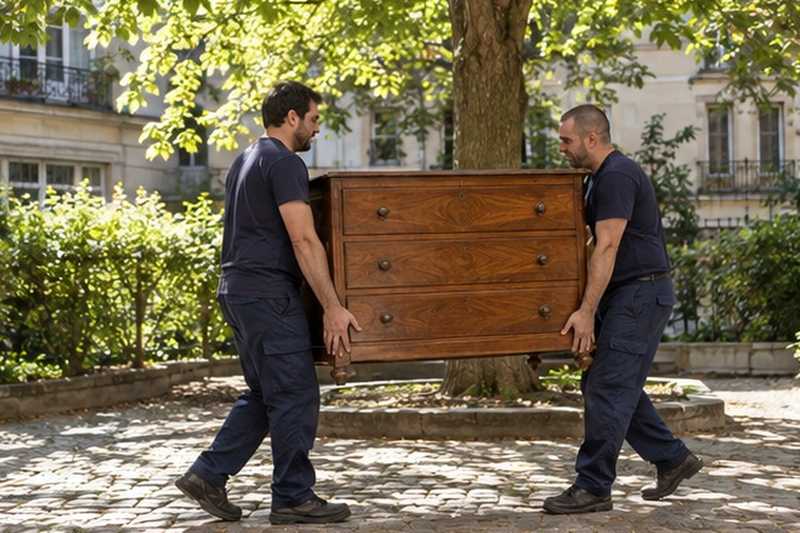 Commode sous le tilleul de la cour : chantier Rue Pablo Picasso