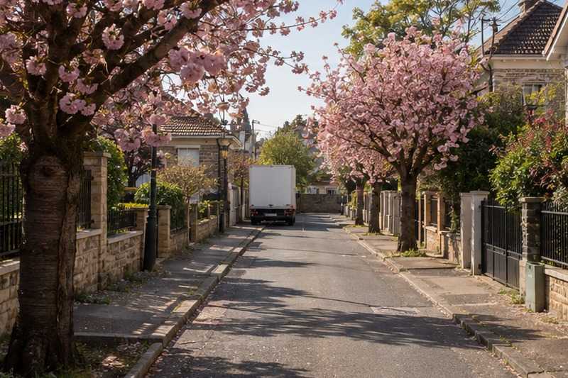 Rue de pavillons sous les cerisiers, Champigny-sur-Marne