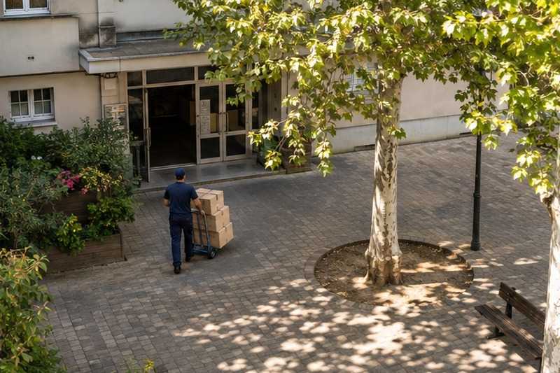 Traversée d’une place piétonne