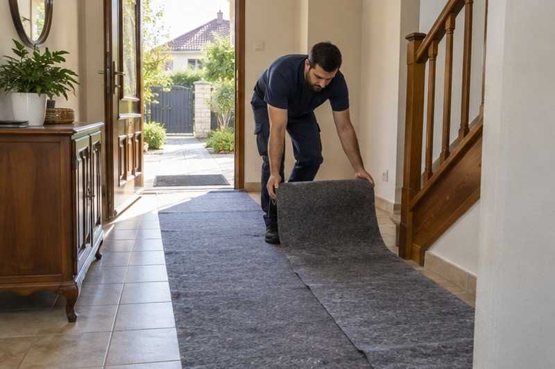 Feutre sur le carrelage de l’entrée