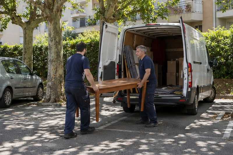 Utilitaire sur le parking arboré : chantier Rue d’Agen
