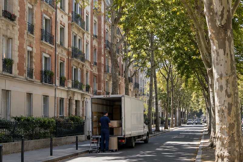 Avenue de platanes et d’immeubles en brique, Fontenay-sous-Bois