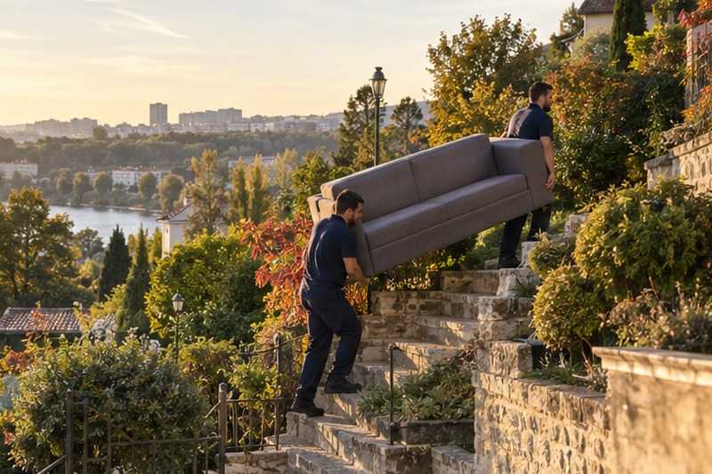 Canapé dans un jardin en terrasses : chantier Rue Ampère