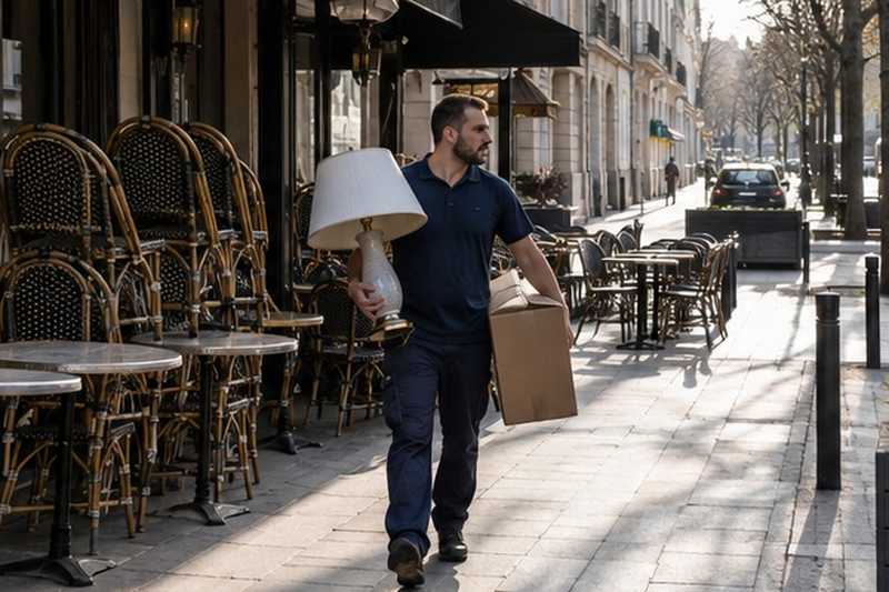 Terrasses encore rangées au passage