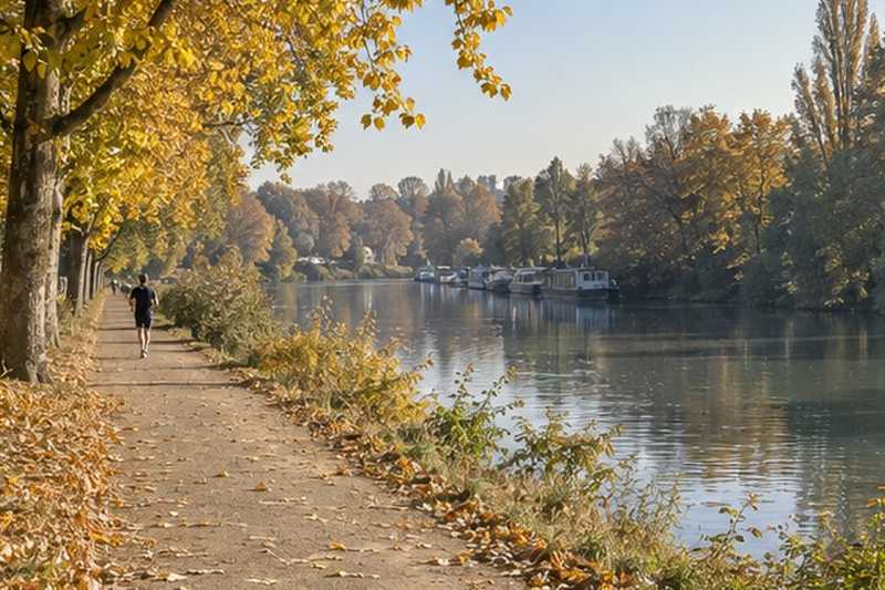 Chemin de halage en automne, Fresnes