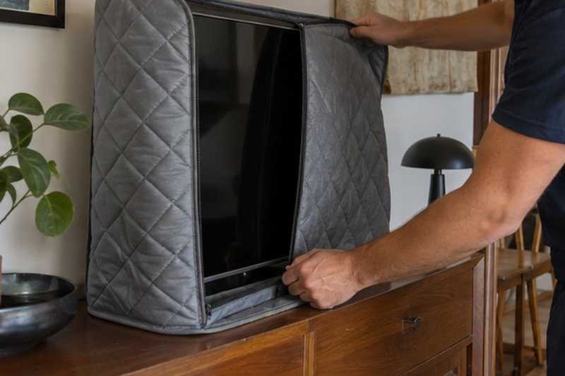 Téléviseur sous housse matelassée