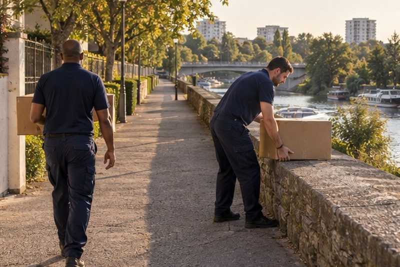 Pause à mi-parcours sur un muret : chantier Rue Charles Calmus