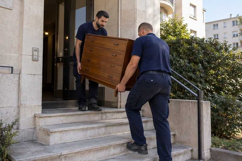 Commode sur le perron de l’immeuble : chantier Avenue Albert Camus
