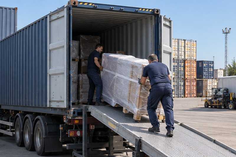 Chargement d’un conteneur maritime