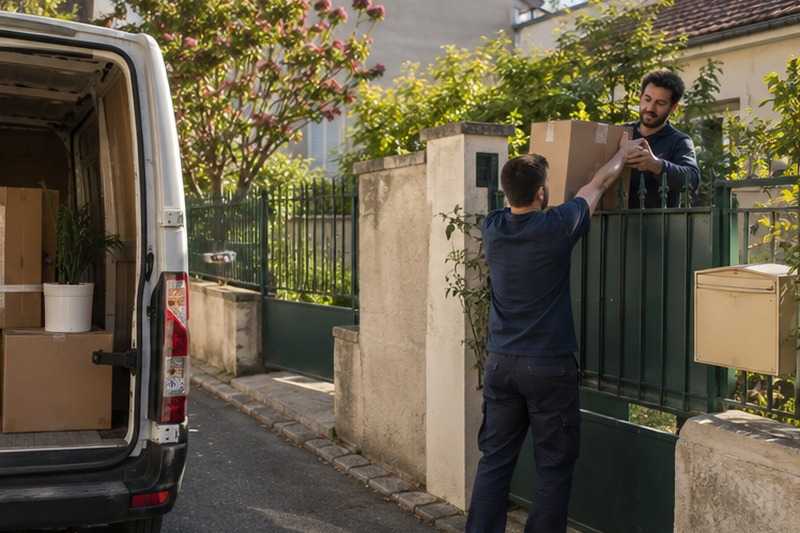 Cartons passés par-dessus le portillon : chantier Rue Albert Camus