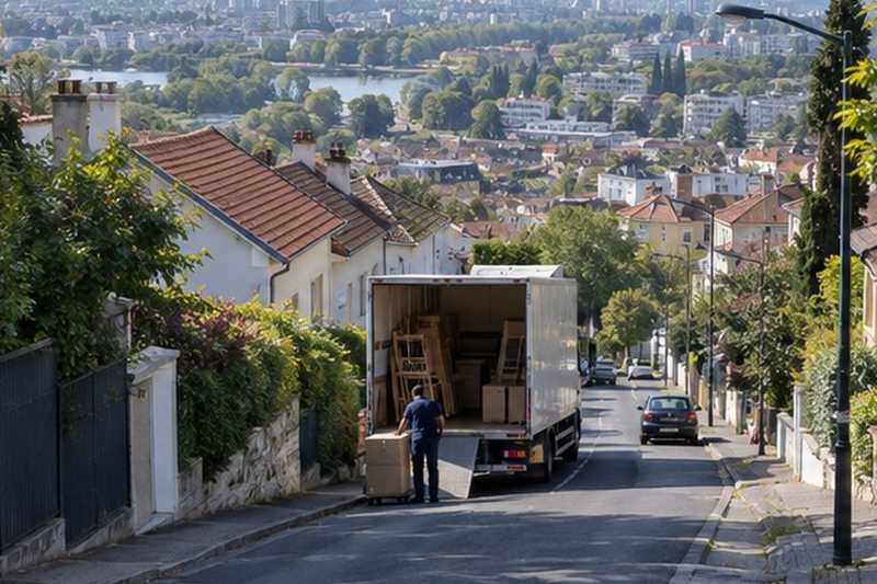 Camion à mi-côte vu du haut