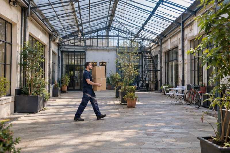 Cour d’ancien atelier réhabilité : chantier Rue Anatole France