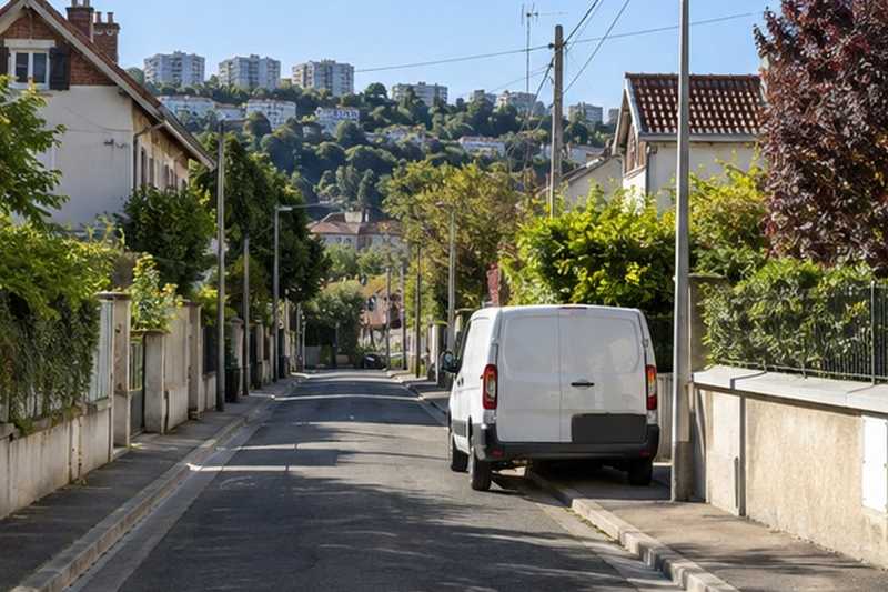 Petit camion dans une rue à voie unique