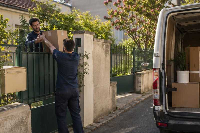 Cartons passés par-dessus le portillon : chantier Rue Antoine de Saint-Exupéry