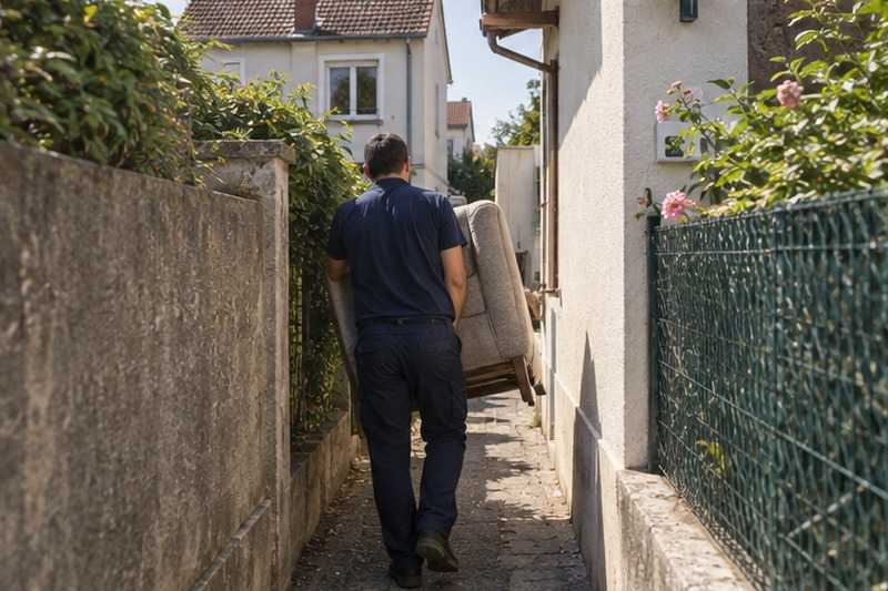 Ruelle entre deux pavillons : chantier Avenue Albert Camus