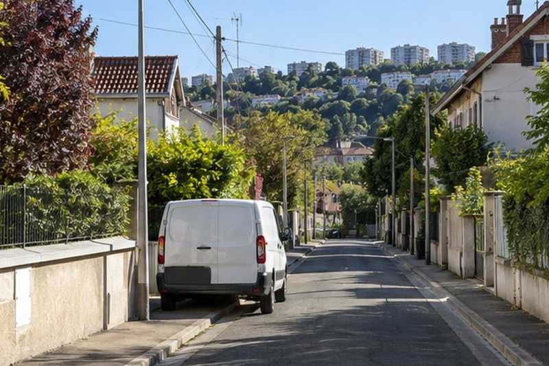 Petit camion dans une rue à voie unique