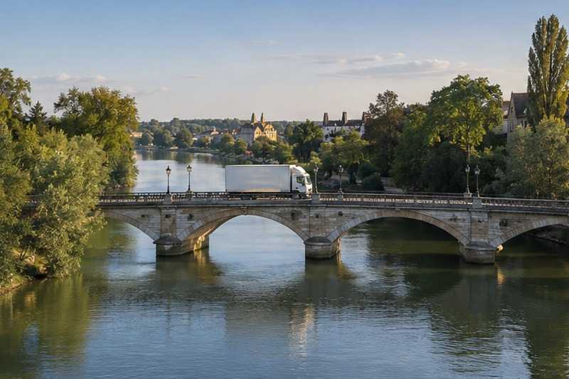 Camion sur un pont de la Marne
