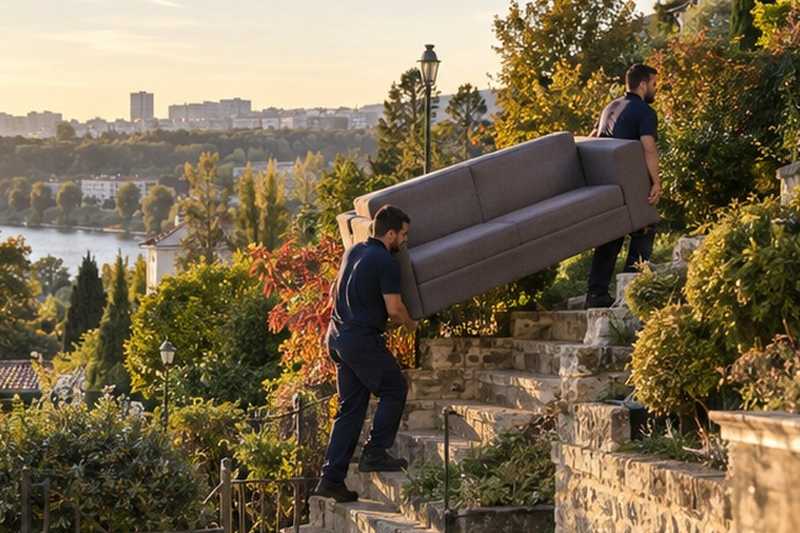 Canapé dans un jardin en terrasses : chantier Rue Claude du Val