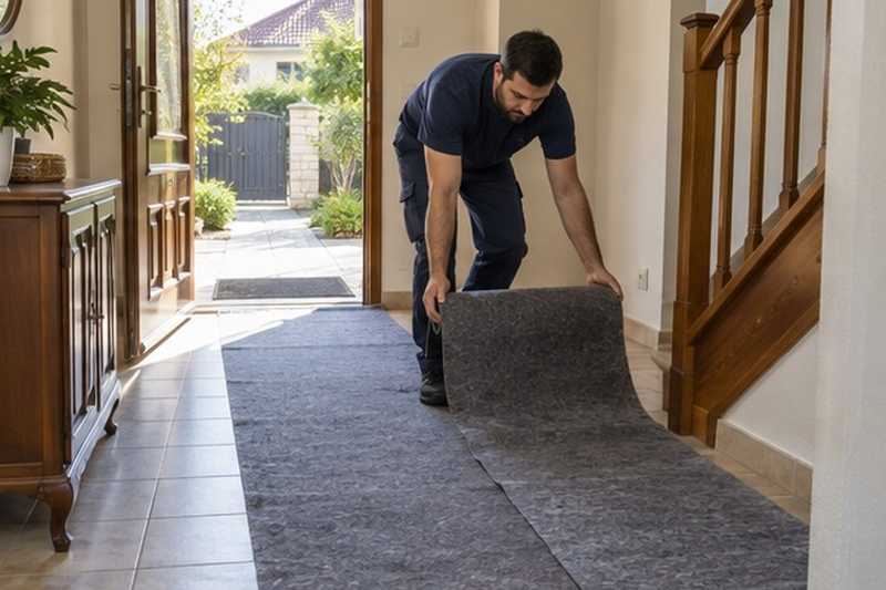 Feutre sur le carrelage de l’entrée