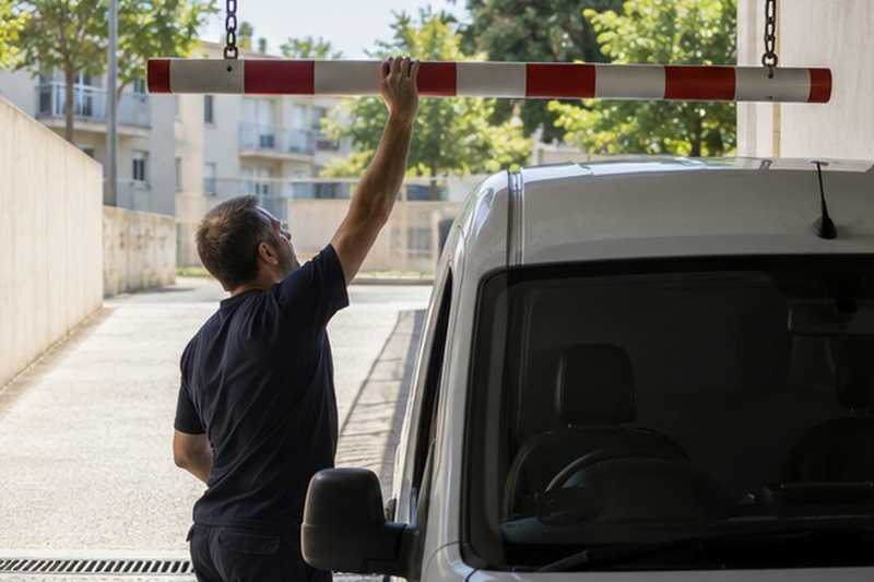 Barre de hauteur à l’entrée du parking : chantier Grande Rue Charles de Gaulle