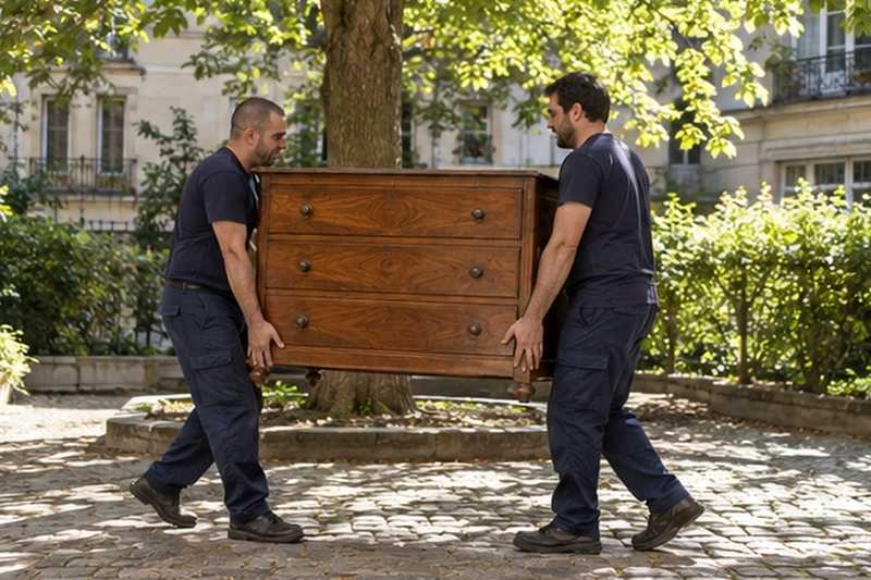 Commode sous le tilleul de la cour : chantier Rue Agnes Sorel
