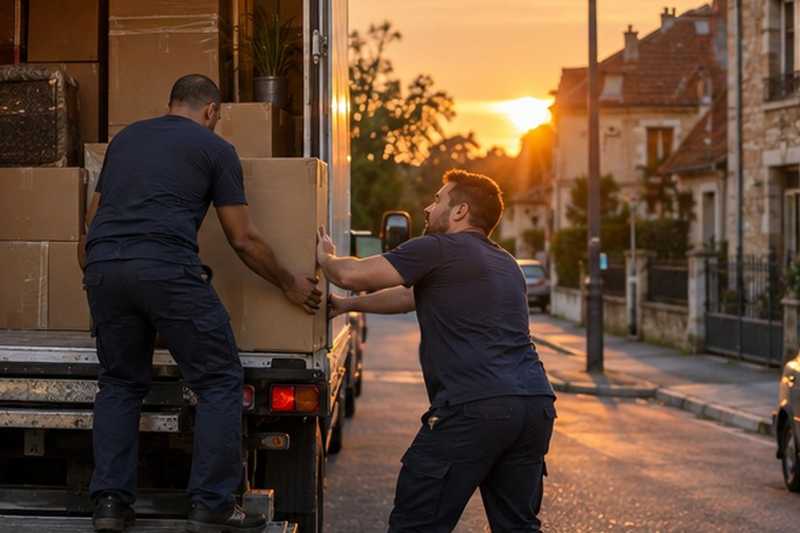 Dernier carton au coucher du soleil : chantier Rue Auguste Pechinez