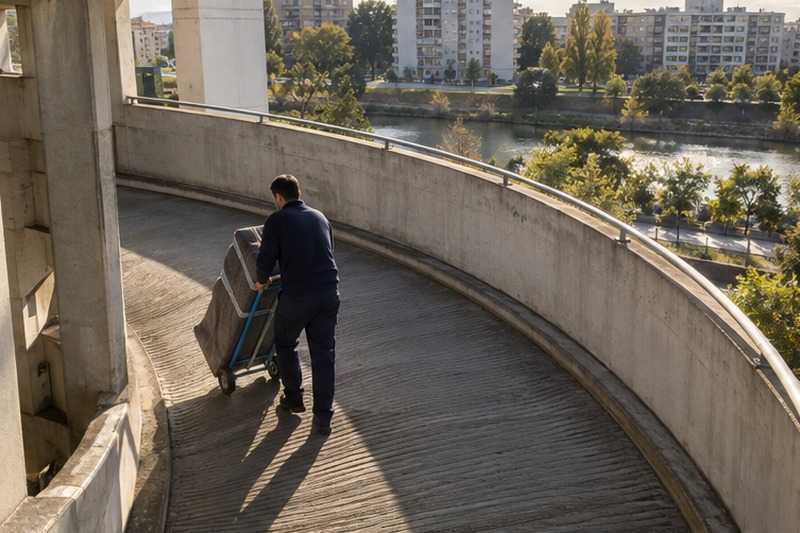 Descente d’une rampe en courbe : chantier Rue Alexandre Milard