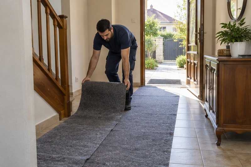 Feutre sur le carrelage de l’entrée