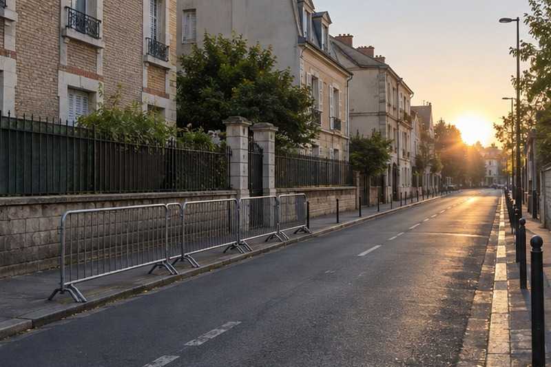 Emplacement vide au lever du soleil : chantier Rue Claude Chappe