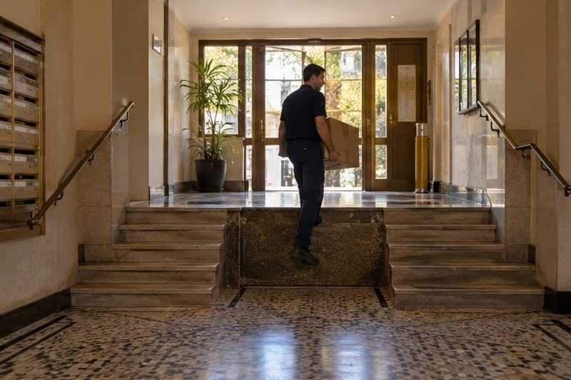 Demi-niveau dans le hall : chantier Rue de Bérulle