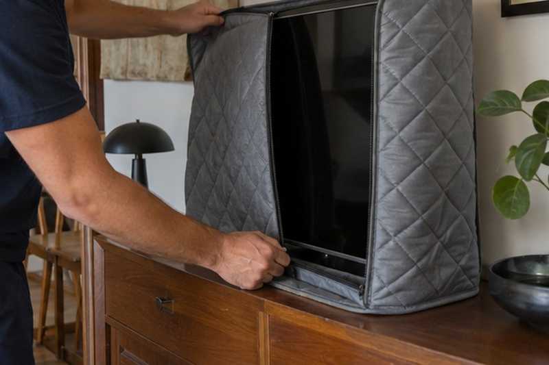 Téléviseur sous housse matelassée