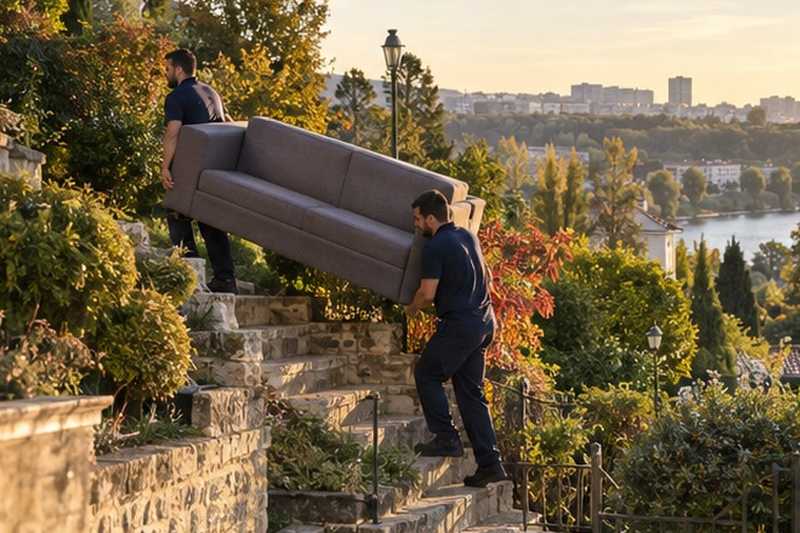 Canapé dans un jardin en terrasses