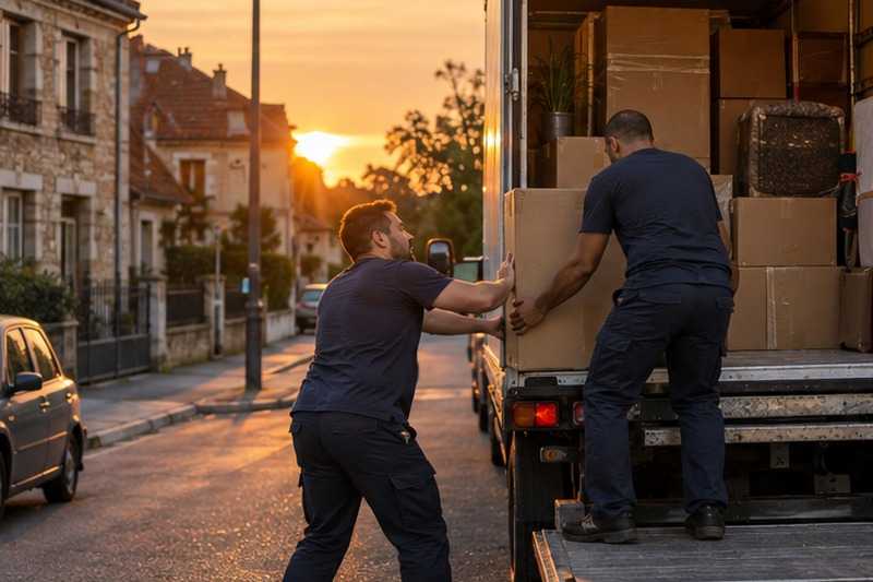 Dernier carton au coucher du soleil : chantier Rue Adrien Damalix