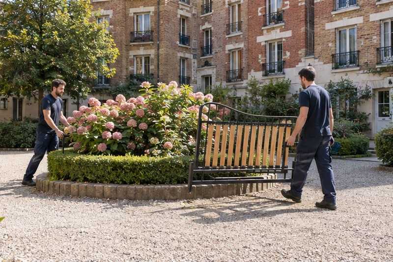 Sommier contournant le massif de la cour : chantier Rue des Amandiers