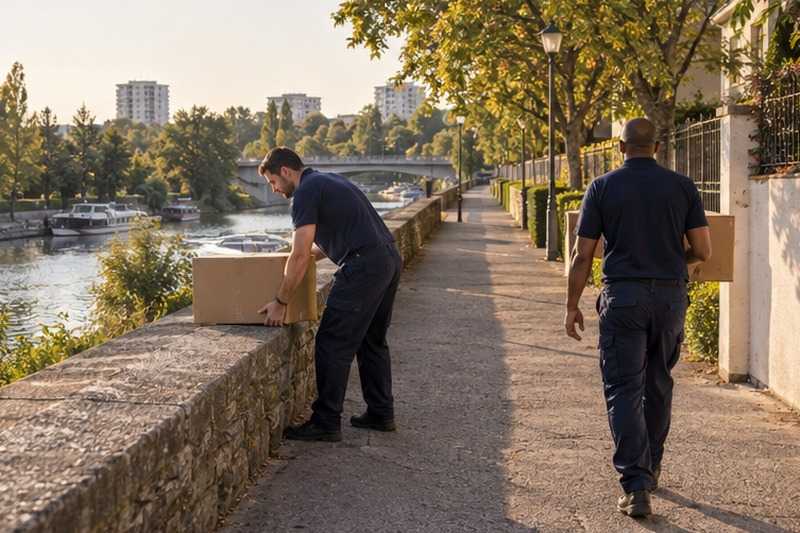 Pause à mi-parcours sur un muret : chantier Rue Aristide Briand