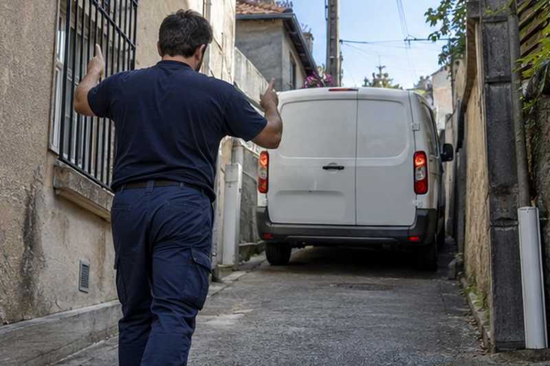 Guidage du chauffeur dans une ruelle : chantier Rue Antoine Baron