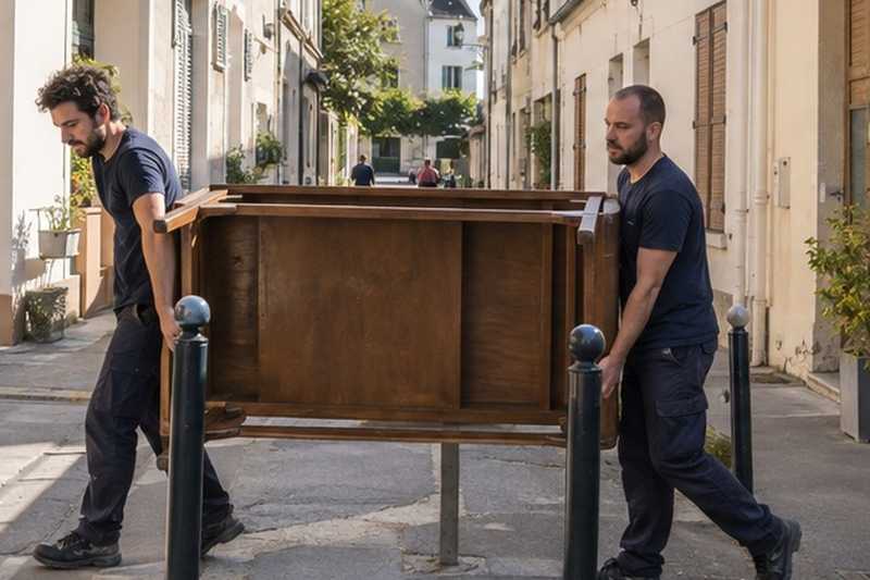 Table passée entre les potelets : chantier Rue Buffon