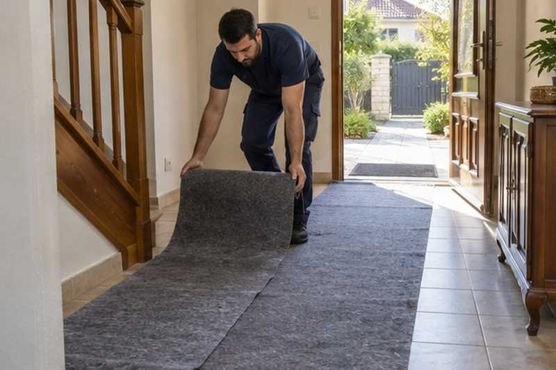 Feutre sur le carrelage de l’entrée