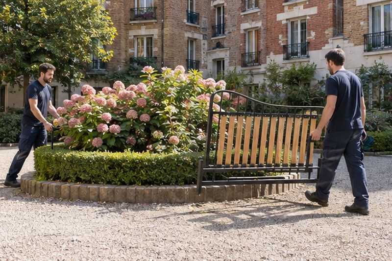 Sommier contournant le massif de la cour : chantier Rue Arago