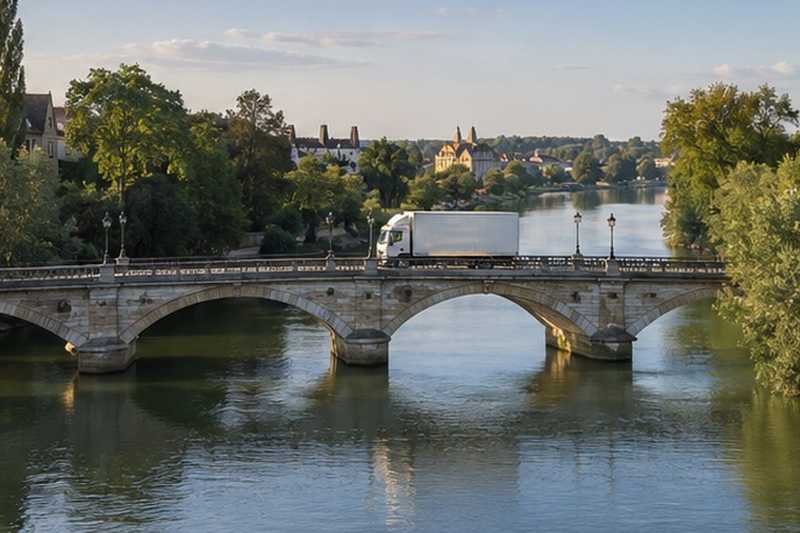 Camion sur un pont de la Marne