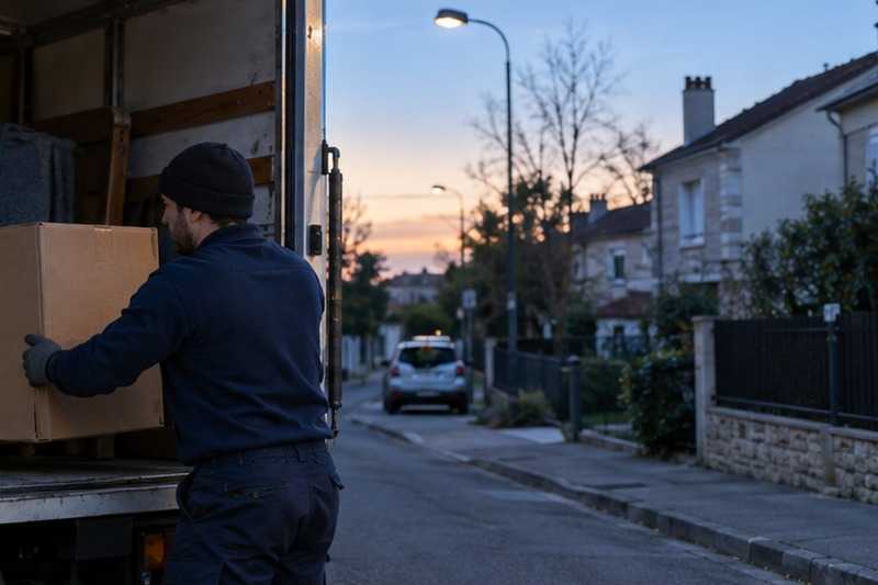 Premier carton chargé à l’aube : chantier Rue André de Chenier
